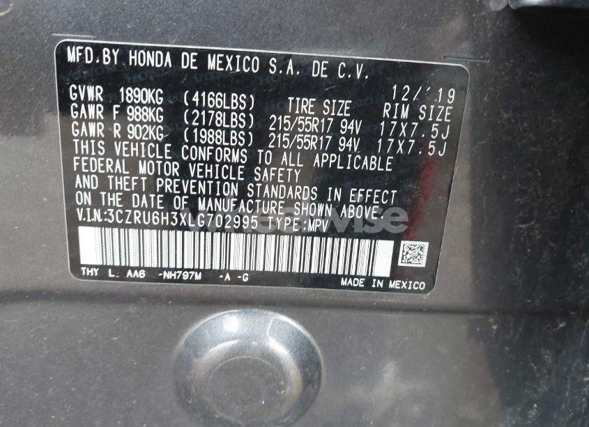 Photo 9 of 2020 Honda Hr-v AWD LX (VIN 3CZRU6H3XLG702995)