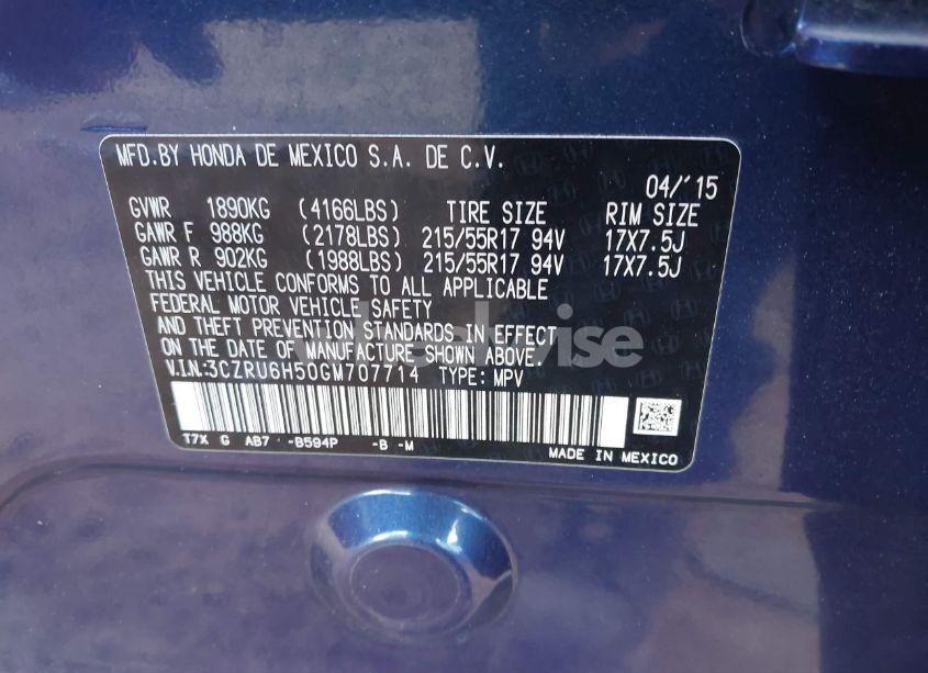 Photo 9 of 2016 Honda Hr-v EX (VIN 3CZRU6H50GM707714)