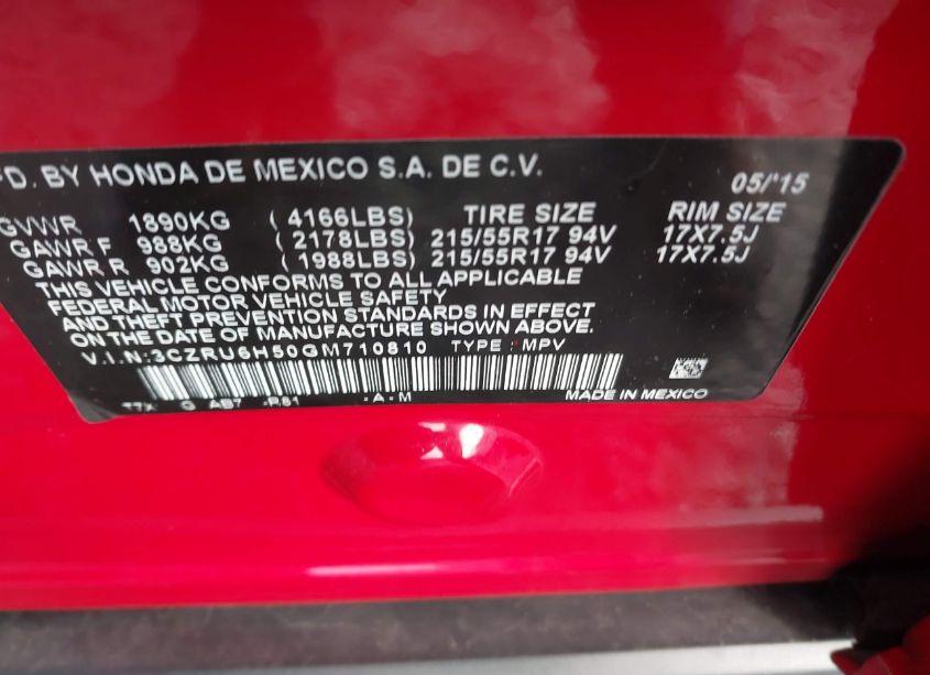 Photo 9 of 2016 Honda Hr-v EX (VIN 3CZRU6H50GM710810)