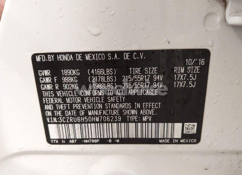 Photo 9 of 2017 Honda Hr-v EX (VIN 3CZRU6H50HM706239)