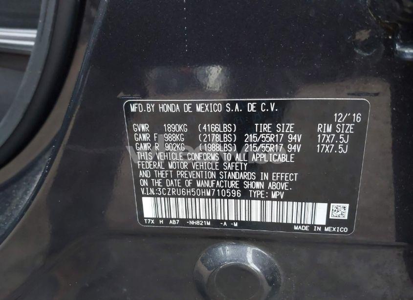 Photo 9 of 2017 Honda Hr-v EX (VIN 3CZRU6H50HM710596)