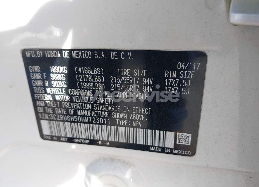 Photo 9 of 2017 Honda Hr-v EX (VIN 3CZRU6H50HM723011)