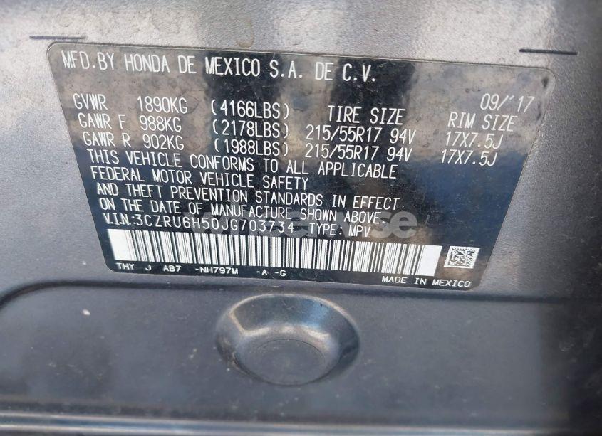 Photo 9 of 2018 Honda Hr-v EX (VIN 3CZRU6H50JG703734)