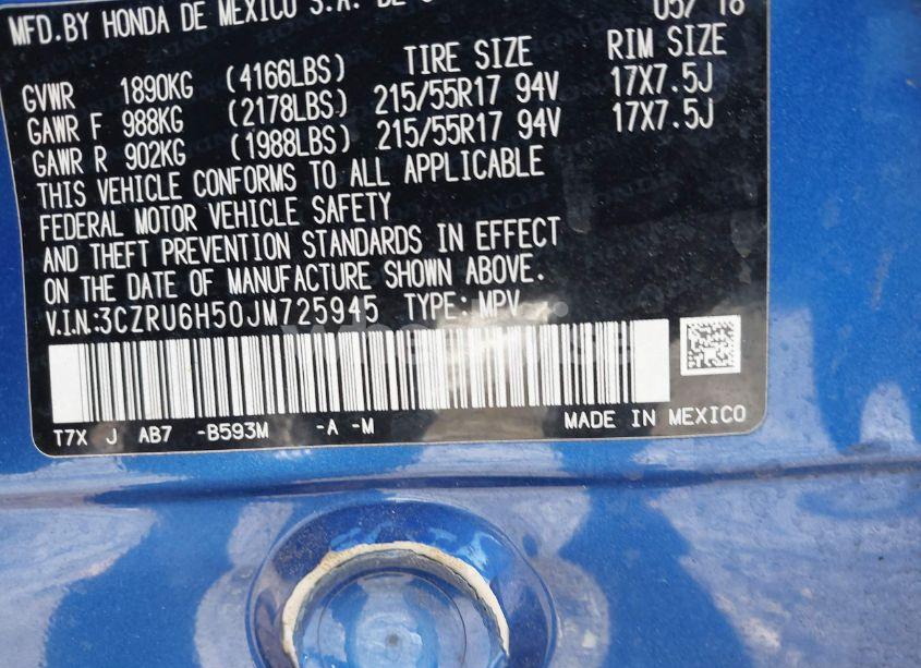 Photo 9 of 2018 Honda Hr-v EX (VIN 3CZRU6H50JM725945)