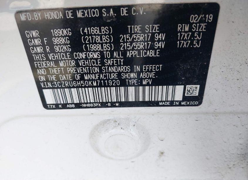 Photo 9 of 2019 Honda Hr-v EX (VIN 3CZRU6H50KM711920)