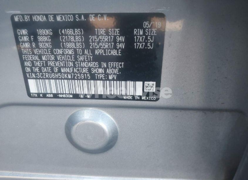 Photo 9 of 2019 Honda Hr-v EX (VIN 3CZRU6H50KM725915)