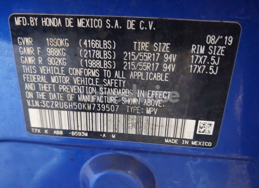 Photo 9 of 2019 Honda Hr-v EX (VIN 3CZRU6H50KM739507)