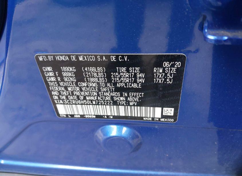 Photo 9 of 2020 Honda Hr-v AWD EX (VIN 3CZRU6H50LM725222)