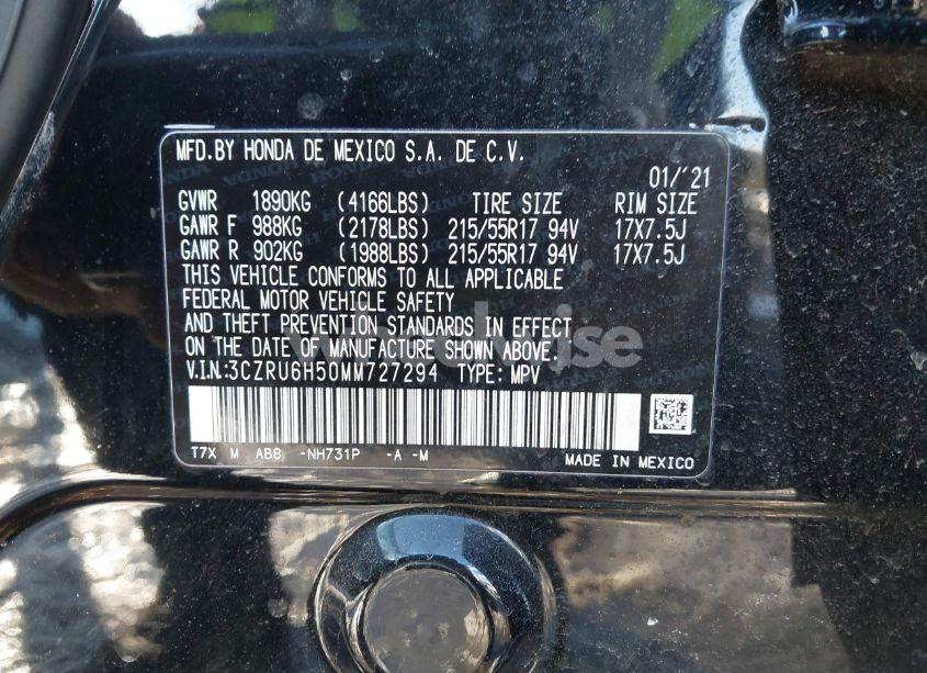 Photo 9 of 2021 Honda Hr-v AWD EX (VIN 3CZRU6H50MM727294)