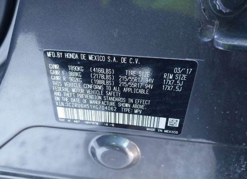 Photo 9 of 2017 Honda Hr-v EX (VIN 3CZRU6H51HG704062)