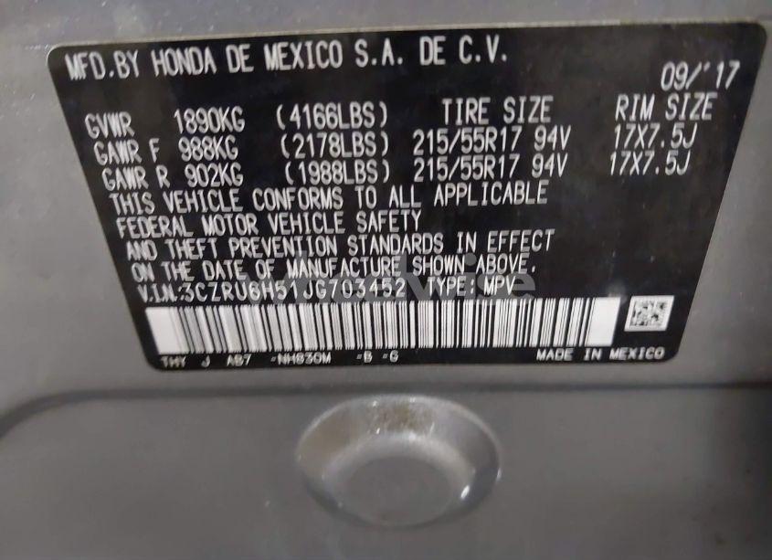 Photo 9 of 2018 Honda Hr-v EX (VIN 3CZRU6H51JG703452)