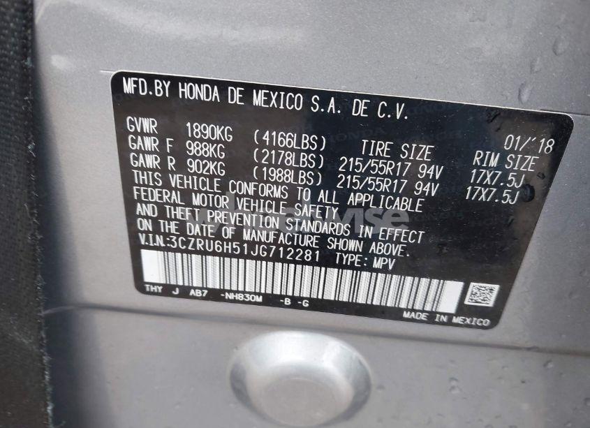Photo 9 of 2018 Honda Hr-v EX (VIN 3CZRU6H51JG712281)