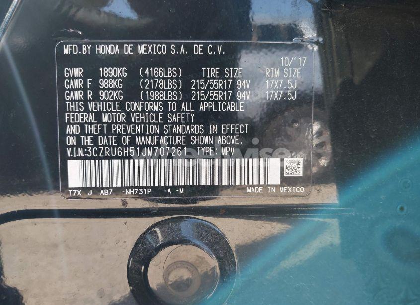 Photo 9 of 2018 Honda Hr-v EX (VIN 3CZRU6H51JM707261)