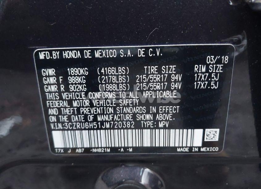 Photo 9 of 2018 Honda Hr-v EX (VIN 3CZRU6H51JM720382)