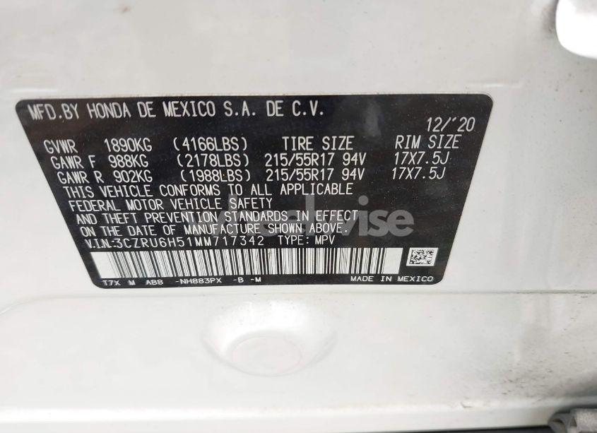 Photo 9 of 2021 Honda Hr-v AWD EX (VIN 3CZRU6H51MM717342)