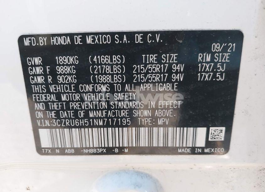 Photo 9 of 2022 Honda Hr-v AWD EX (VIN 3CZRU6H51NM717195)