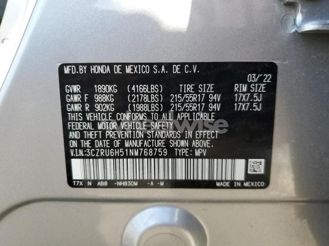 Photo 2 of 2022 HONDA HR-V EX (VIN 3CZRU6H51NM768759)