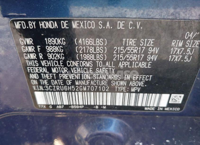 Photo 9 of 2016 Honda Hr-v EX (VIN 3CZRU6H52GM707102)