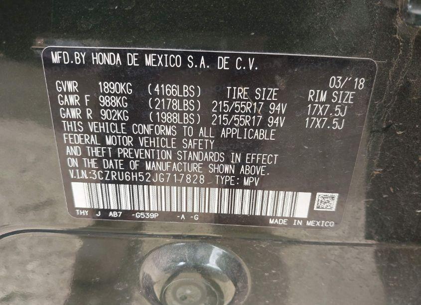 Photo 9 of 2018 Honda Hr-v EX (VIN 3CZRU6H52JG717828)