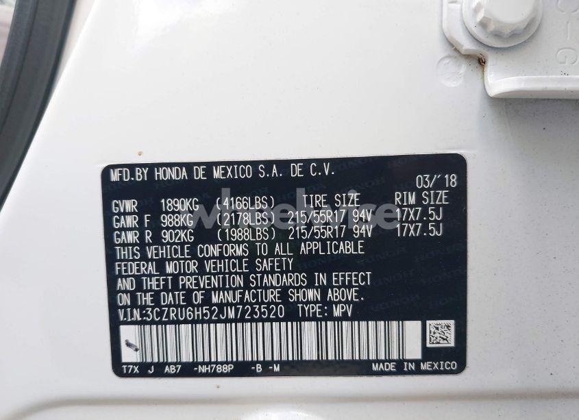 Photo 9 of 2018 Honda Hr-v EX (VIN 3CZRU6H52JM723520)