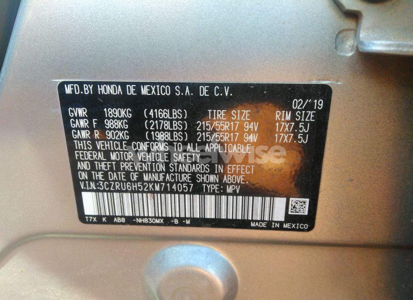 Photo 9 of 2019 Honda Hr-v EX (VIN 3CZRU6H52KM714057)