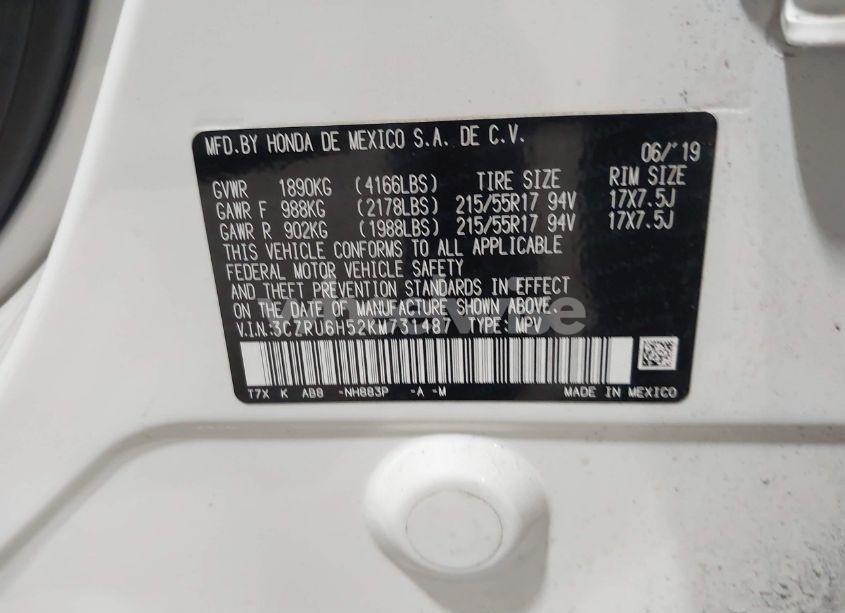 Photo 9 of 2019 Honda Hr-v EX (VIN 3CZRU6H52KM731487)