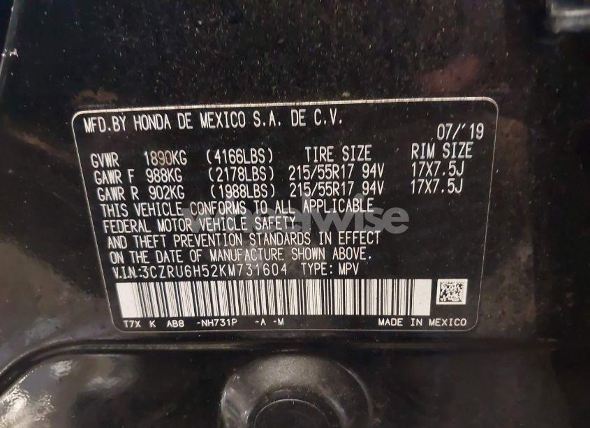 Photo 9 of 2019 Honda Hr-v EX (VIN 3CZRU6H52KM731604)