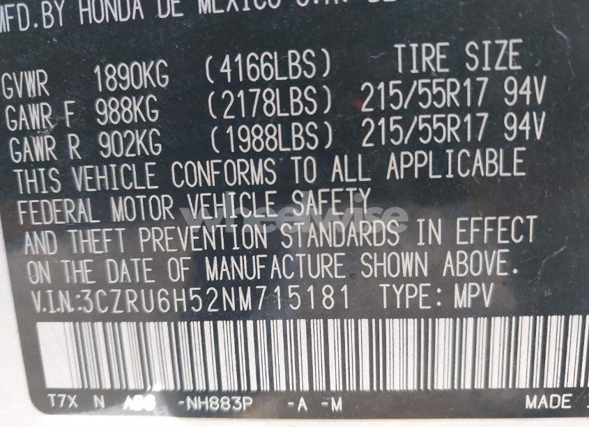 Photo 9 of 2022 Honda Hr-v AWD EX (VIN 3CZRU6H52NM715181)