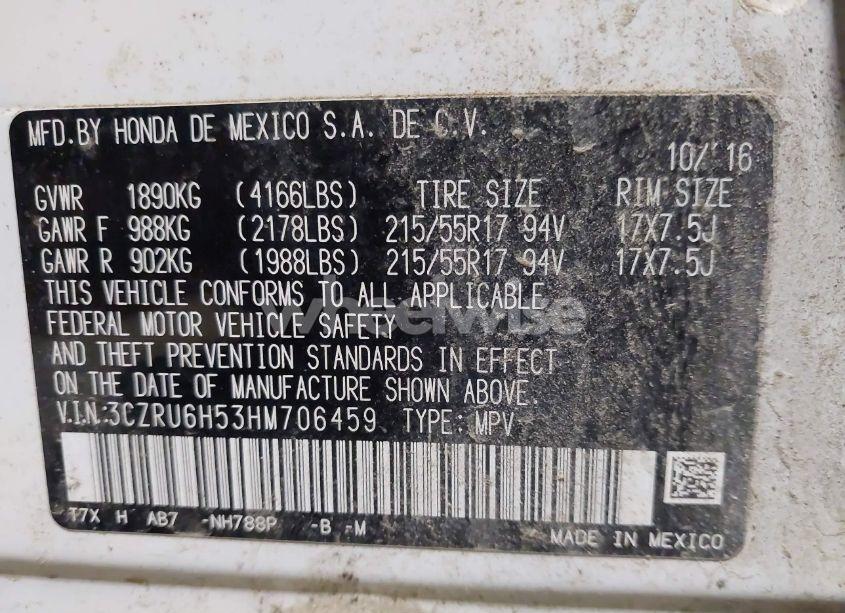 Photo 9 of 2017 Honda Hr-v EX (VIN 3CZRU6H53HM706459)