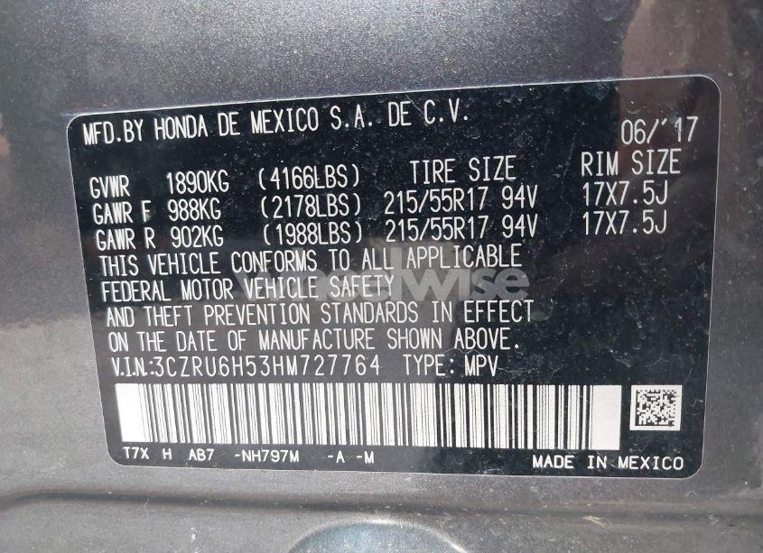 Photo 9 of 2017 Honda Hr-v EX (VIN 3CZRU6H53HM727764)