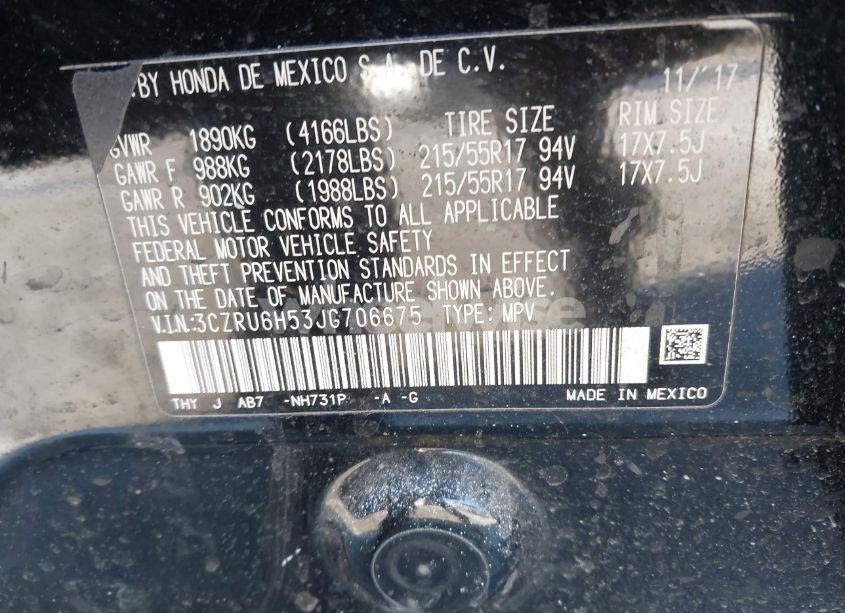 Photo 9 of 2018 Honda Hr-v EX (VIN 3CZRU6H53JG706675)