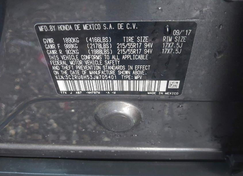 Photo 9 of 2018 Honda Hr-v EX (VIN 3CZRU6H53JM705401)