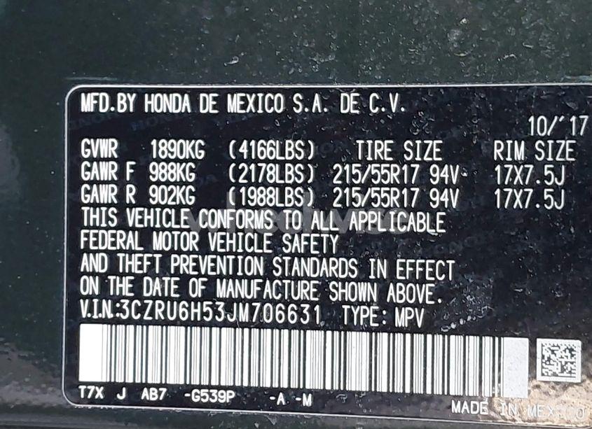 Photo 9 of 2018 Honda Hr-v EX (VIN 3CZRU6H53JM706631)