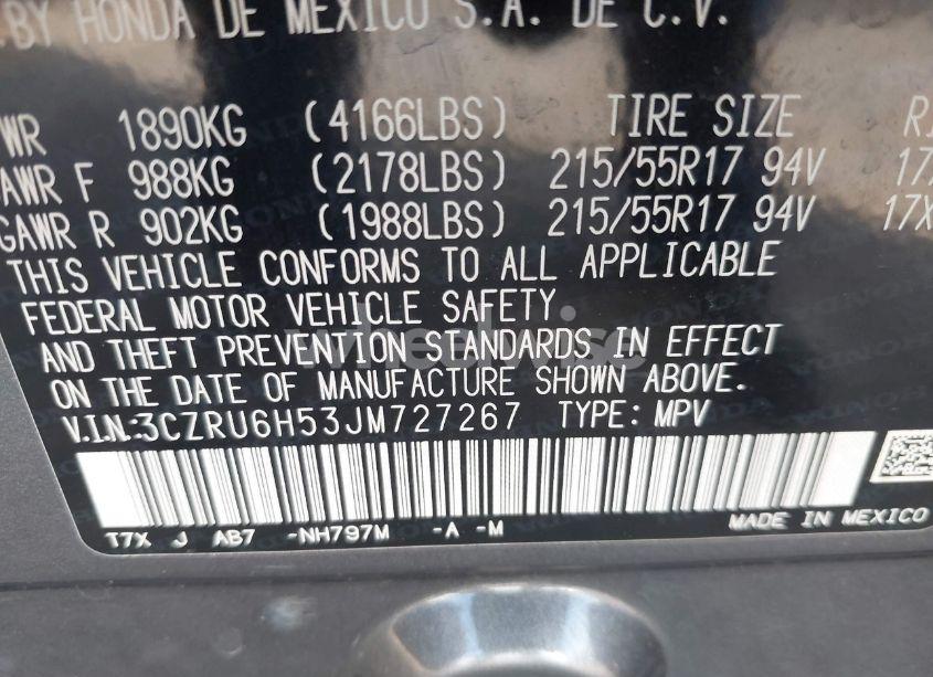 Photo 9 of 2018 Honda Hr-v EX (VIN 3CZRU6H53JM727267)