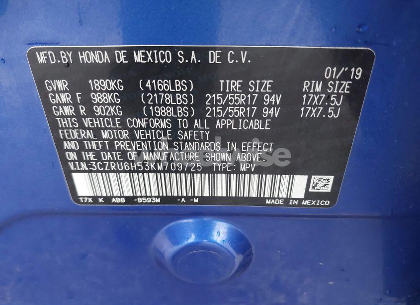 Photo 9 of 2019 Honda Hr-v EX (VIN 3CZRU6H53KM709725)