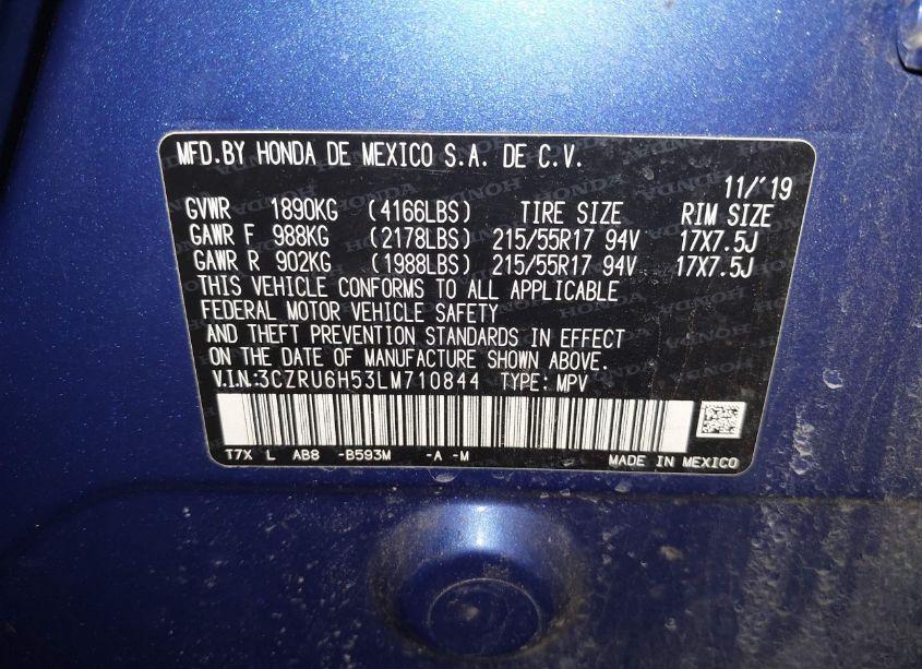 Photo 9 of 2020 Honda Hr-v AWD EX (VIN 3CZRU6H53LM710844)