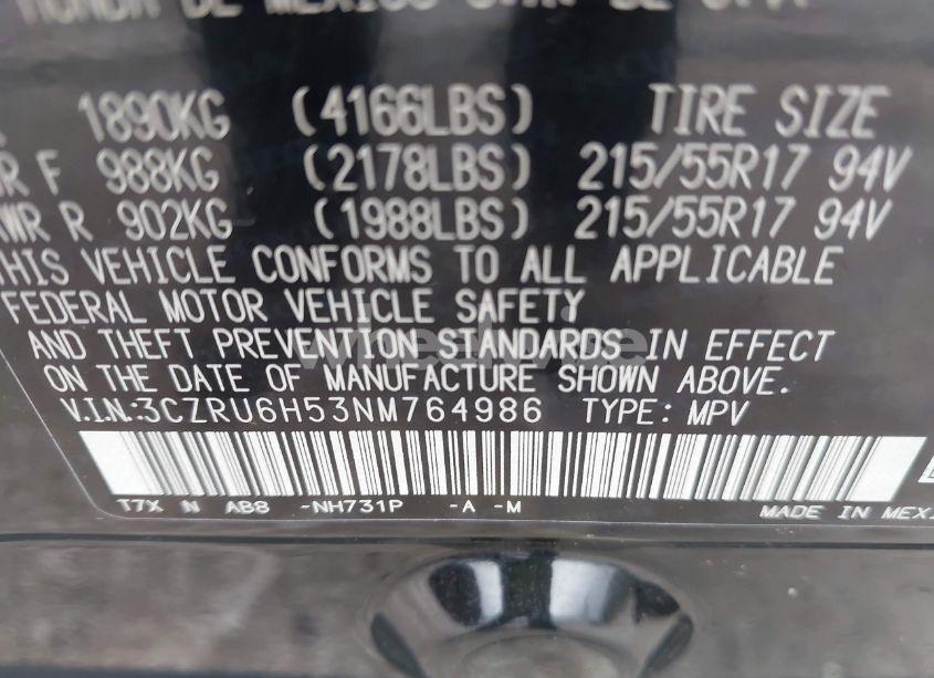 Photo 9 of 2022 Honda Hr-v AWD EX (VIN 3CZRU6H53NM764986)