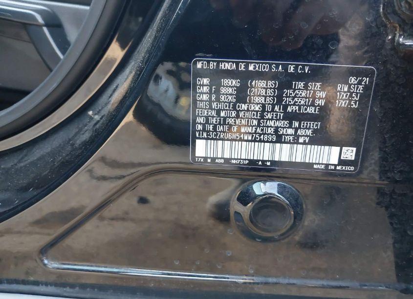 Photo 9 of 2021 Honda Hr-v AWD EX (VIN 3CZRU6H54MM754899)