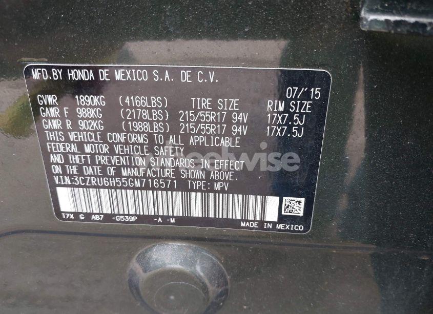 Photo 9 of 2016 Honda Hr-v EX (VIN 3CZRU6H55GM716571)