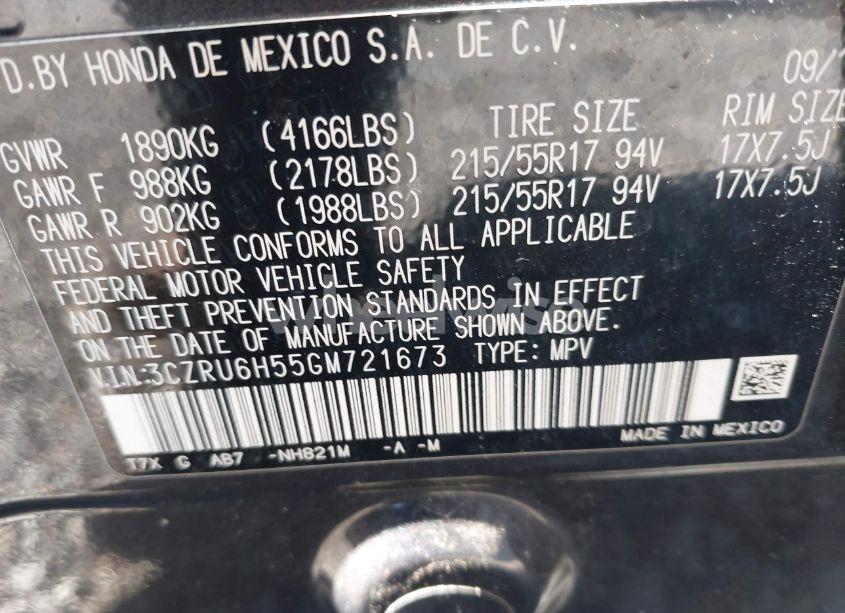 Photo 9 of 2016 Honda Hr-v EX (VIN 3CZRU6H55GM721673)