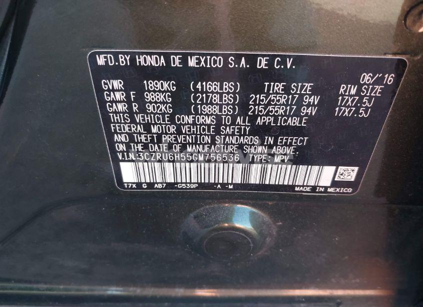 Photo 9 of 2016 Honda Hr-v EX (VIN 3CZRU6H55GM756536)