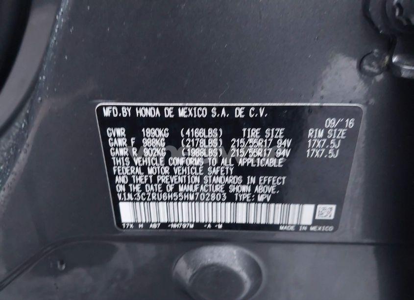 Photo 9 of 2017 Honda Hr-v EX (VIN 3CZRU6H55HM702803)