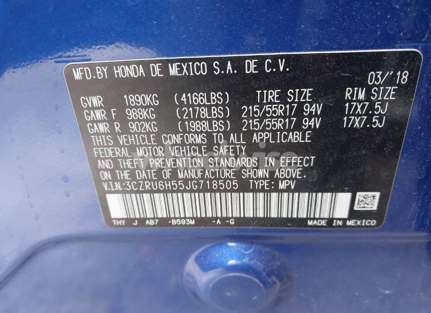 Photo 9 of 2018 Honda Hr-v EX (VIN 3CZRU6H55JG718505)