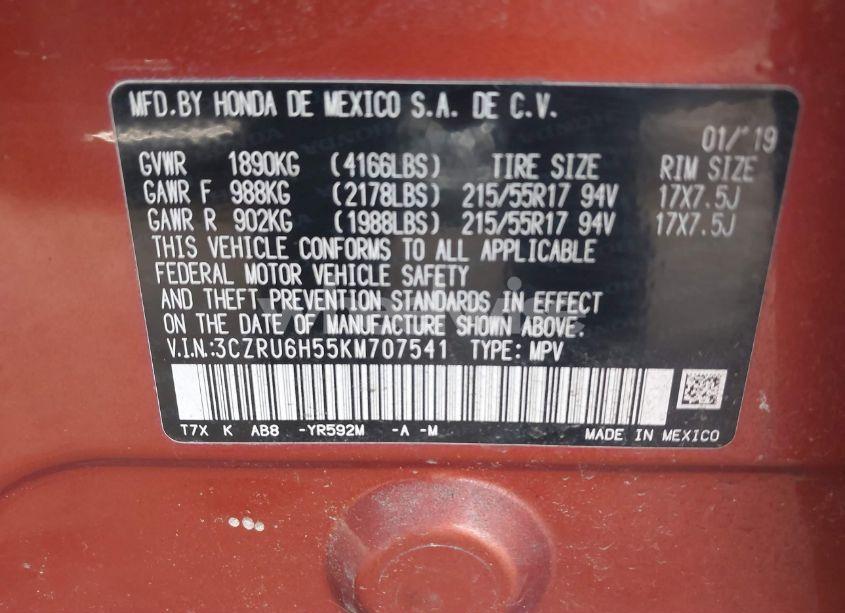 Photo 9 of 2019 Honda Hr-v EX (VIN 3CZRU6H55KM707541)