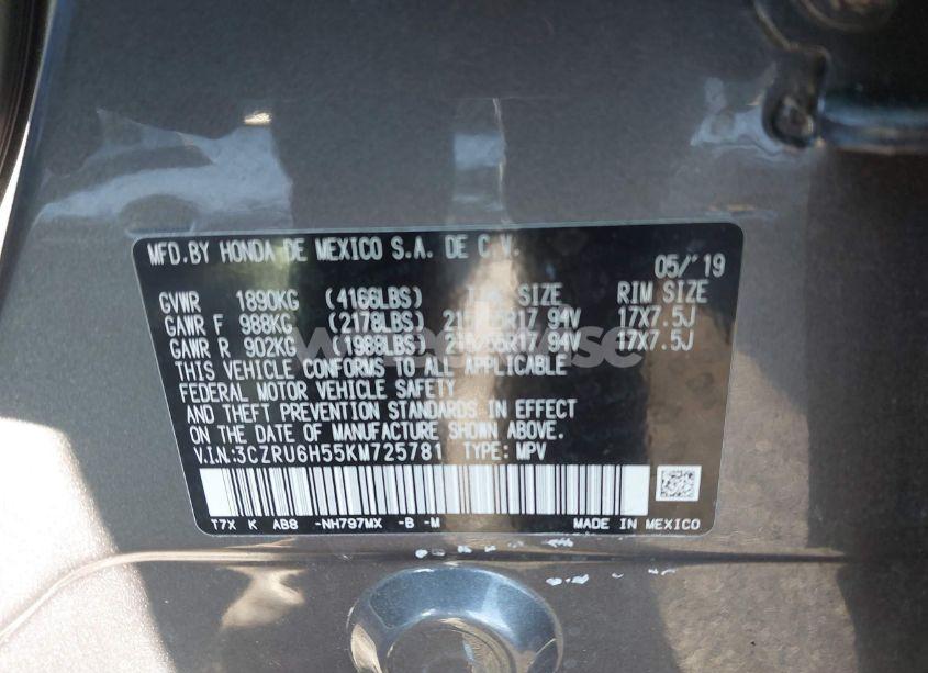 Photo 9 of 2019 Honda Hr-v EX (VIN 3CZRU6H55KM725781)