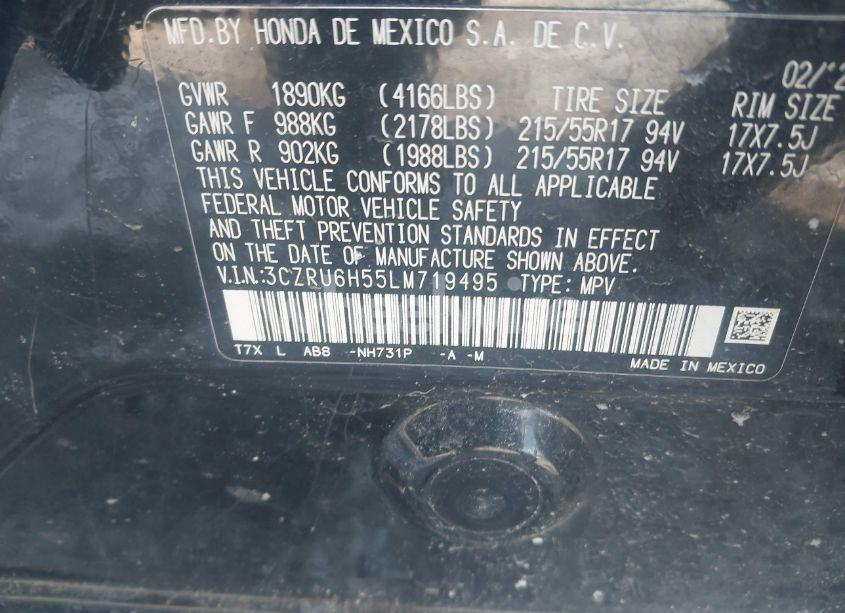 Photo 9 of 2020 Honda Hr-v AWD EX (VIN 3CZRU6H55LM719495)