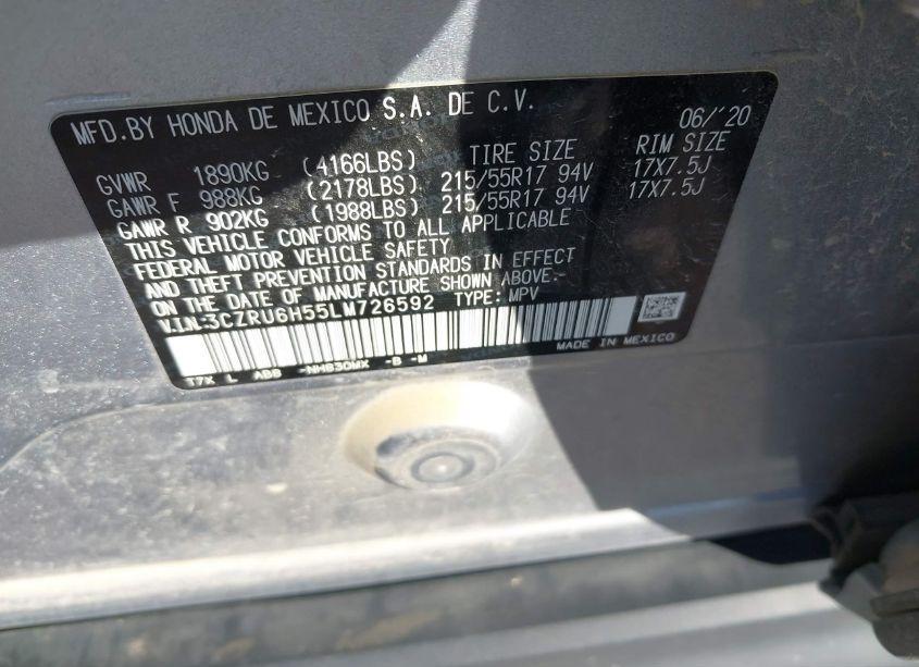 Photo 9 of 2020 Honda Hr-v AWD EX (VIN 3CZRU6H55LM726592)