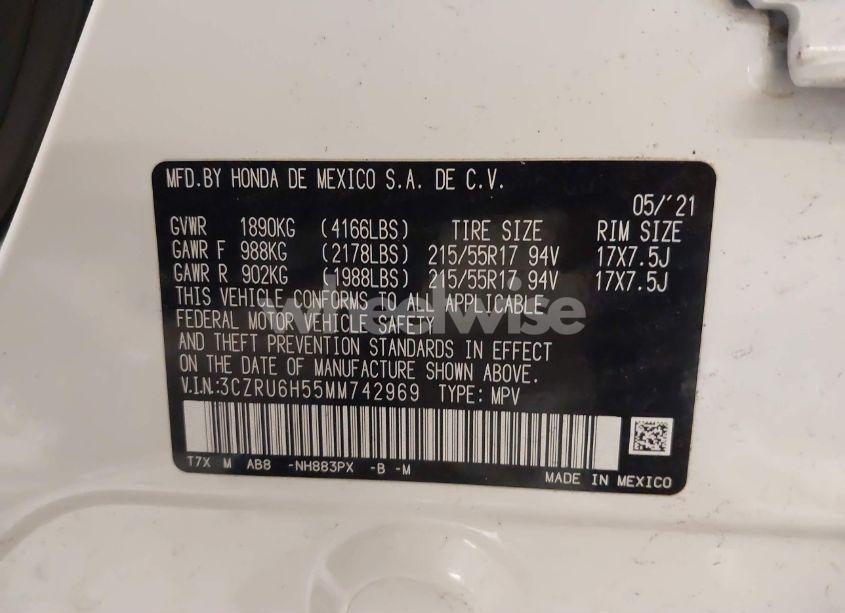 Photo 9 of 2021 Honda Hr-v AWD EX (VIN 3CZRU6H55MM742969)