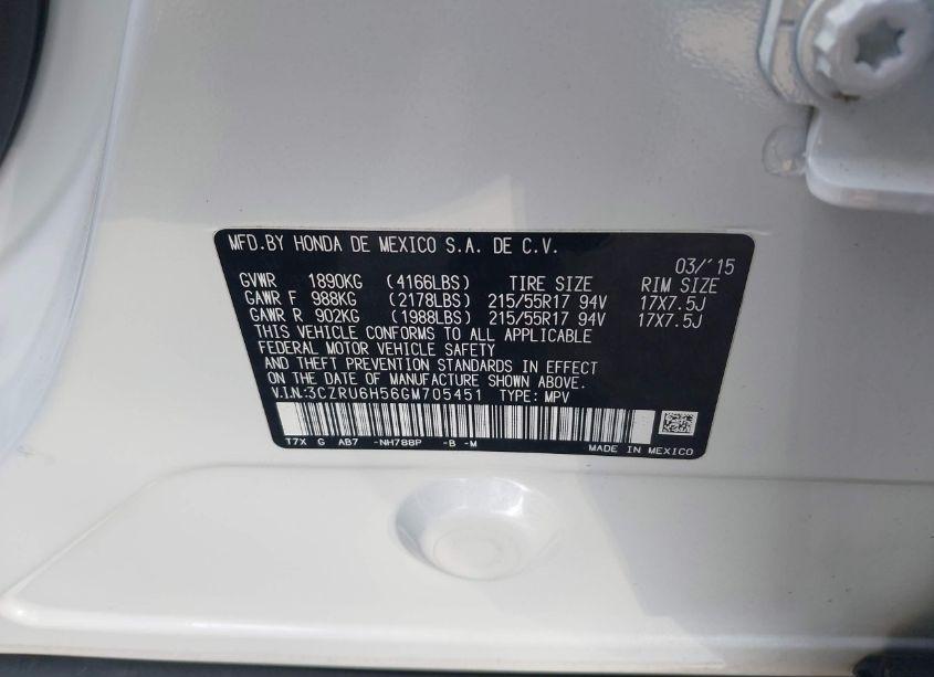 Photo 9 of 2016 Honda Hr-v EX (VIN 3CZRU6H56GM705451)