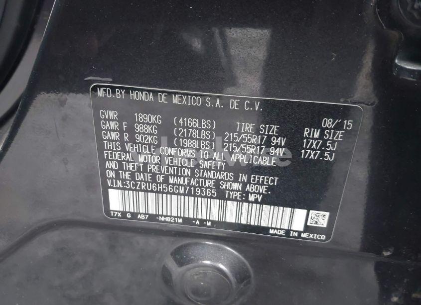 Photo 9 of 2016 Honda Hr-v EX (VIN 3CZRU6H56GM719365)